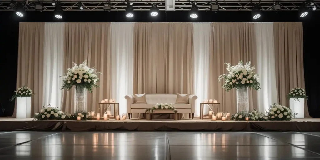 Floral and LED fusion modern wedding stage