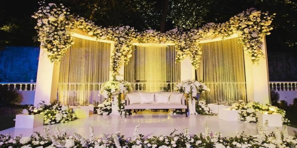 Pastel floral wedding stage